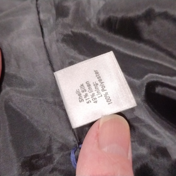 Semantiks black and blue plaid silk and linen trench coat. Large - Picture 3 of 10